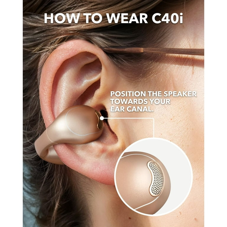 Soundcore C40i by Anker, Open-Ear Earbuds, Clip-On Headphones