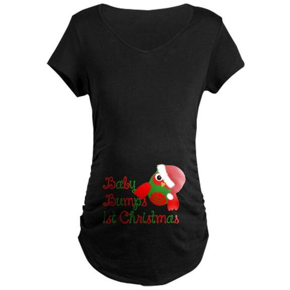 CafePress - Baby Bumps 1St Christmas Maternity T Shirt - Maternity Dark T-Shirt