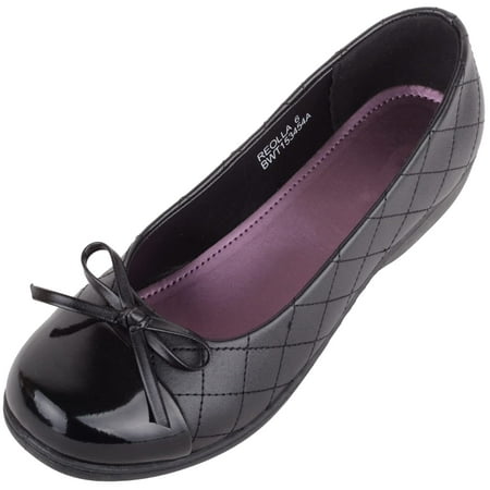 

Womens Slip On Faux Leather Quilted Diamond Patterned School Work Dolly Shoes - Black - US 6