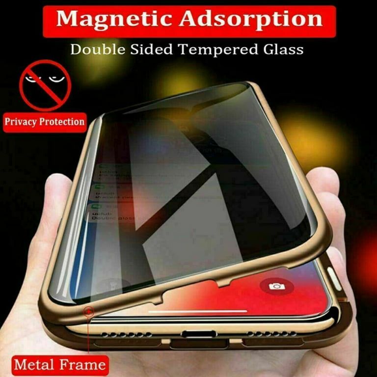Aja ~ side Overgivelse Anti-peep Magnetic Phone Case Dual Layer Tempered Glass Protective Cover  Adsorption Privacy Screen Protector Anti-Spy For IPhone X/XS/XR/XSMAS/7/8  Plus - Walmart.com