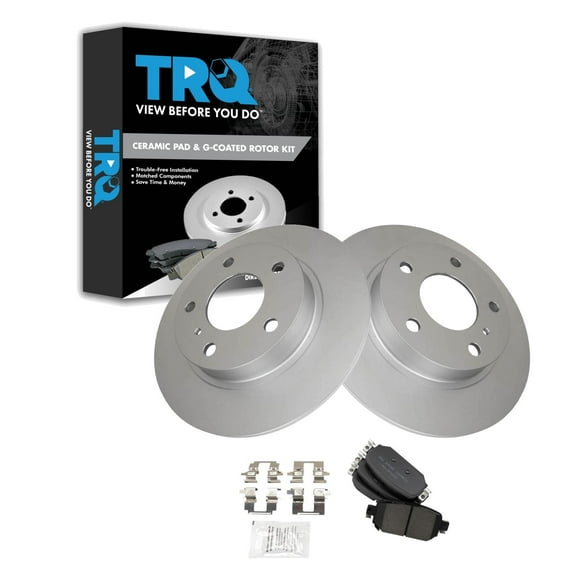TRQ Rear Posi Ceramic Disc Brake Pad & Coated Rotor Kit Fits Select Mazda 3 CX-3