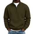 thumbnail image 7 of hoksml Men s Quarter Zip Sweatshirt Solid Long Sleeve Stand Collar Kangaroo Pocket for Fall Daily Work Outdoor Comfort, 7 of 7