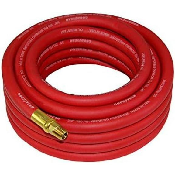 Goodyear 30 ft x 3/8" Red Rubber Air Hose 250 PSI - Made in USA
