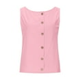 thumbnail image 5 of DuoJiaJ Womens Linen Crop Tops Summer Casual Loose Cotton Linen Sleeveless Tank Top Pink XXL, 5 of 5
