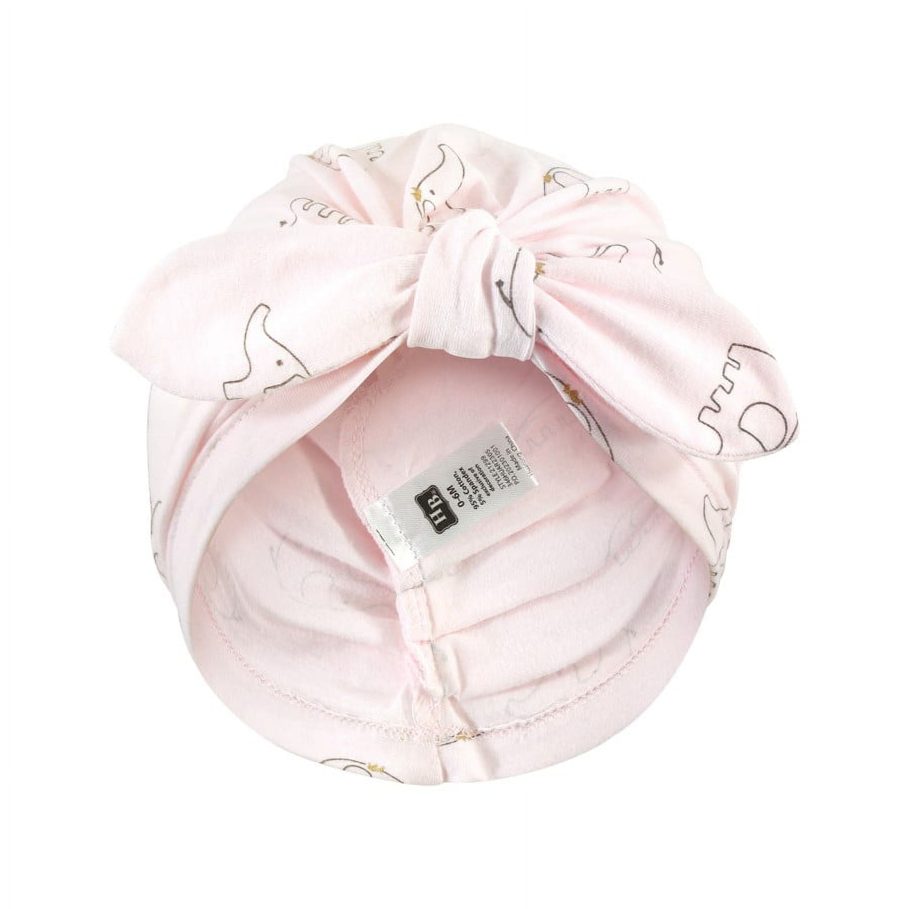 Hudson Baby Baby Girl Turban Cotton Headwraps, Pink Feather