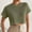 Army Green, variant on Women's Short Sleeve Tops Pineapple Grid Solid Color Round Neck Loose Casual Tee
