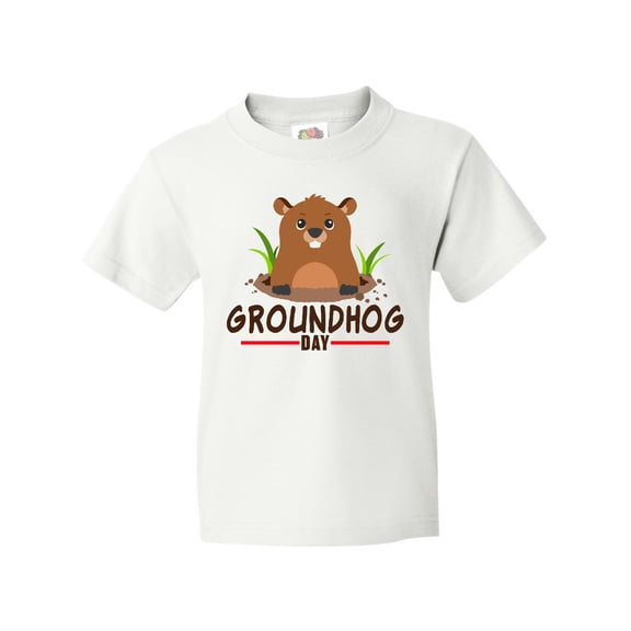 Inktastic Groundhog Day with Cute Groundhog Illustration Youth T-Shirt
