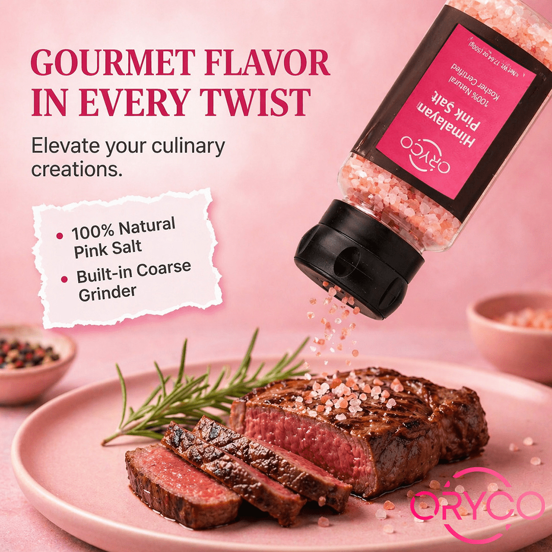 Oryco Himalayan Salt Grinder 2 Pink+1 Black Salt Bundle-3 Pack (17.64oz x3)