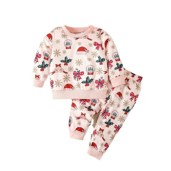 XBASW Infant Baby Girls Christmas Sweatsuit and Sweatpants Set Long Sleeved Pullover Sweatshirt Spring Autumn Tracksuit Outfit for 6M~3T