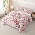 thumbnail image 3 of Homewish Tropical Floral Bed Spread Queen,Vintage Flower Queen Coverlet Set For Girls,Pink,3-Piece, 3 of 7