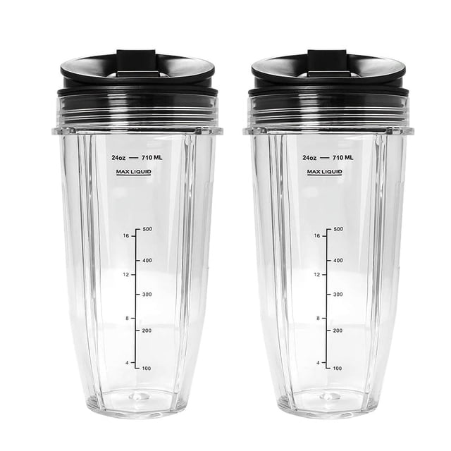 Paquete de 2 vasos de repuesto de 24 oz con tapa de pico para licuadoras de la serie Auto IQ con BL450/BL454/BL456/BL480/BL481