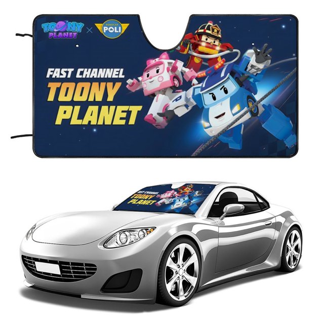 Robocar de Poli Parasol para Parabrisas Delantero Protector Plegable, Visera Solar para Auto Bloquea Rayos UV Mantiene tu Vehículo Fresco140cm*76cm