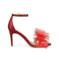 thumbnail image 3 of BLISSFUL STEP Women's Open Toe Ankle Strap Bow Tie Stiletto High Heels Sandals Red 8, 3 of 7