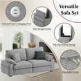 thumbnail image 3 of AFO 76" Modern Linen Sofa Couch with USB and Type-C Charging, Flip-Top Armrest Storage and Side Pockets, Grey, 3 of 7
