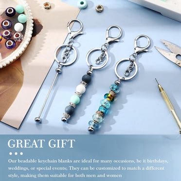 16 PCS DIY Alloy Beaded Keychain Blanks - Mixed Colors, 157mm Long, With Storage Box For Jewelry & Craft Making