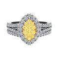 thumbnail image 3 of Yellow Diamond Wedding Ring Set for Women Cluster Diamond Marquise Halo Rings 14K White Gold 0.95CT TW, 3 of 4