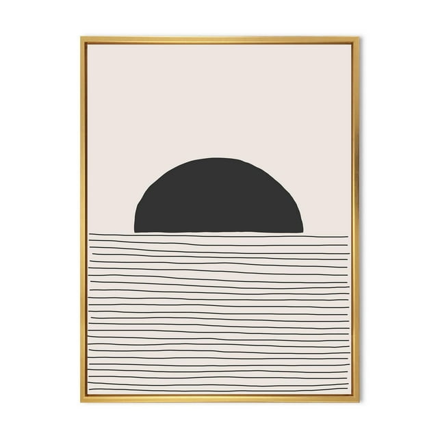 Designart Lignes géométriques minimales et cercle V ART MURAL À CADRE FLOTTÉ