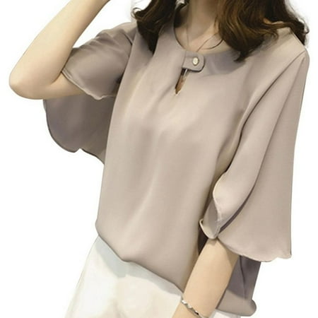 Chiffon Ruffle Front Top - Clearance Ruffles Chiffon Blouse Shirt Women Summer Tops T-shirt Sexy Hollow Out Blouse Shirt for Women