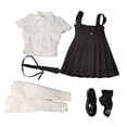 thumbnail image 2 of Minifalda con tirantes a escala 1/6, con corbata y zapatos, estilo informal y elegante en blanco y negro, 2 of 9