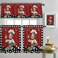 thumbnail image 4 of Fun Chef Kitchenware Food Burgundy Red Curtain Tier and Valance Set 3 Piece, Black White Checker 3-inch Rod Pocket Window Tier Curtains Valance for Kitchen Living Room, 4 of 9