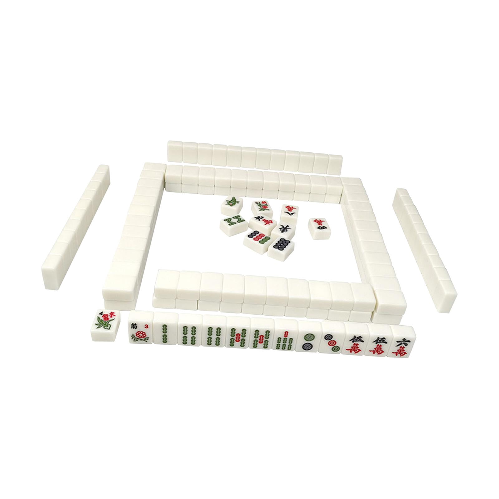LeeQinersw 144x Chinese Version Game Set Leisure Time Chinese Style Game Mini Mahjong Tiles White
