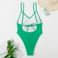 thumbnail image 4 of WREESH Womens One Piece Swimsuit Solid Color Swim Suits Fashion Bikini Set Swimsuit Two Filled Soild Swimwear Beachwear Sleeveless Bathing Suits Green, 4 of 9