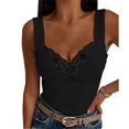 thumbnail image 1 of Women Lace Tank Tops Summer Soft Fashionable Casual Sleeveless Shirt Blouse for Dating Party Black, 1 of 4
