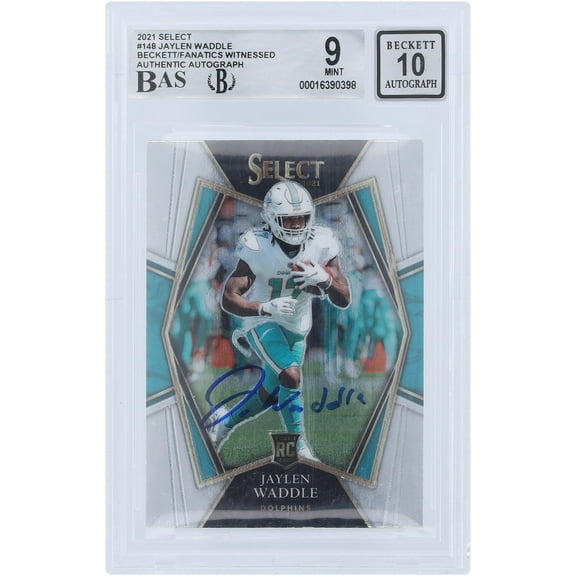 Jaylen Waddle Miami Dolphins Autographed 2021 Panini Select Premier Level #148 Beckett Fanatics Witnessed Authenticated 9/10 Rookie Card - Fanatics Authentic Certified