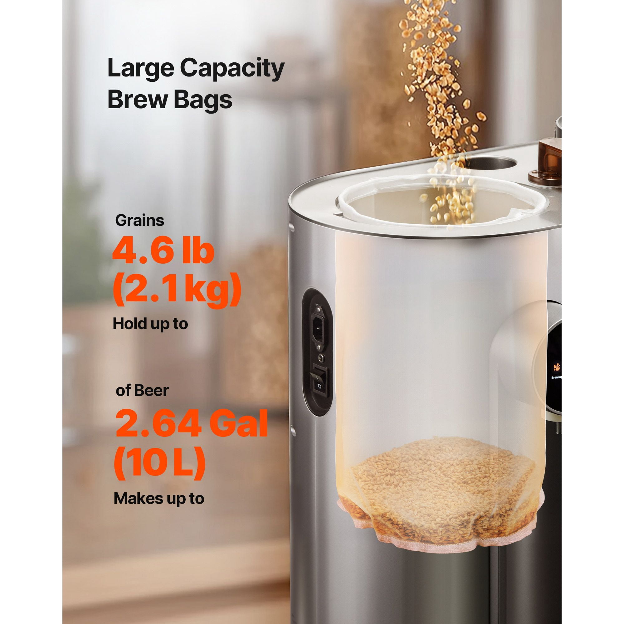 Fine Mesh Brew Bags for Home Brewing, Holds Up to 4.6 lbs Grain Food Grade, Reusable Beer Brewing Filter Bag for Homebrew Beer Kettle