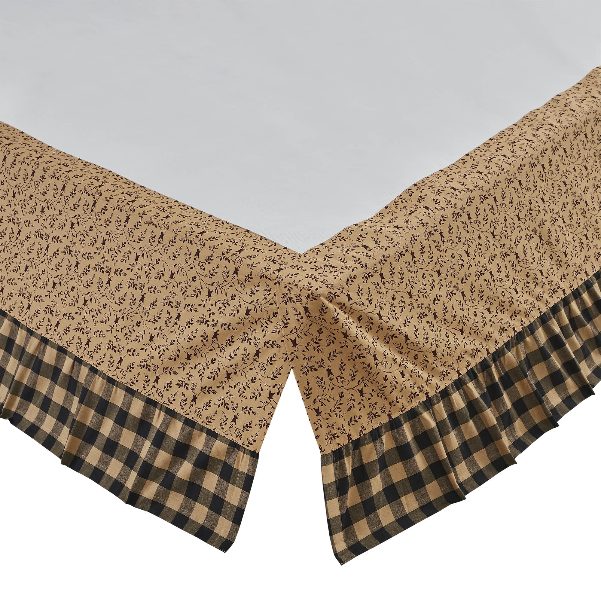 VHC Brands Bed Skirt Queen, Cotton Bedding, Bedroom Bed Skirt, Printed, Pip Vinestar Collection, Size 80x60, Natural