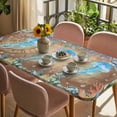 thumbnail image 3 of Jellyfish Coastal Table Cloths for 6 Foot Rectangle Tables, Summer Nautical Starfish Coral Brown Anchor Patio Waterproof Elastic Fitted Tablecloths, Washable Rectangular Table Cover for Camping, 3 of 8