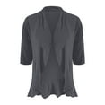thumbnail image 2 of Baberdicy Cardigan Sweater Ladies Fashion Casual Solid Color Three Quarter Sleeve Sleeve Cardigan Short Small Coat Women's Cardigans Grey, 2 of 9
