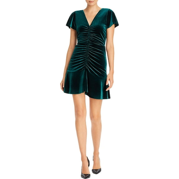 Aqua Womens Ruched Party Mini Dress Green S