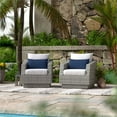 thumbnail image 2 of RST Brands Cannes Aluminum Wicker and Fabric Club Chairs in Ink/White (Set of 2), 2 of 6
