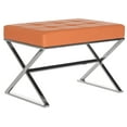 thumbnail image 2 of SAFAVIEH Micha Modern Glam X-Leg Upholstered Rectangular Ottoman, Orange/Chome, 2 of 7