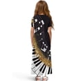 thumbnail image 2 of Uourmeti Girls Summer Dress Music Notes Piano Print Short Sleeve Round Neck Flowy Tiered Casual Long Maxi Dress with Pockets, Size 7-8 Years, 2 of 7