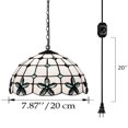 thumbnail image 2 of Kiven Tiffany Glass Pendant Light with 15 Ft Plug in Cord Metal Hanging Chain and On/Off Dimmer Switch Perfect Vintage Swag Pendant Lights for Home Decor - 1 Pack, 2 of 4