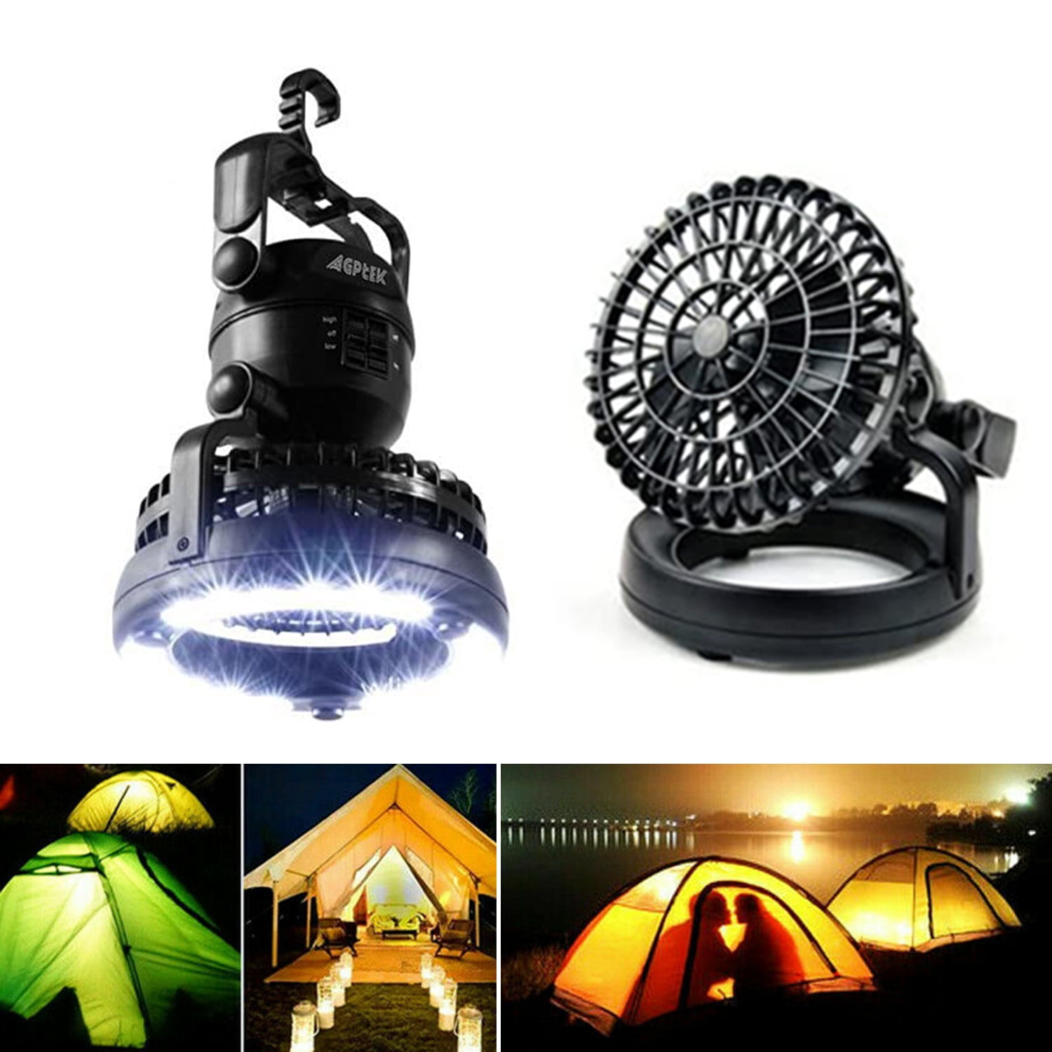 Odoland Portable LED Camping Lantern with 18 LED Flashlight Ceiling Fan for Outdoor Hiking Fishing Outages and Emergencies Tent