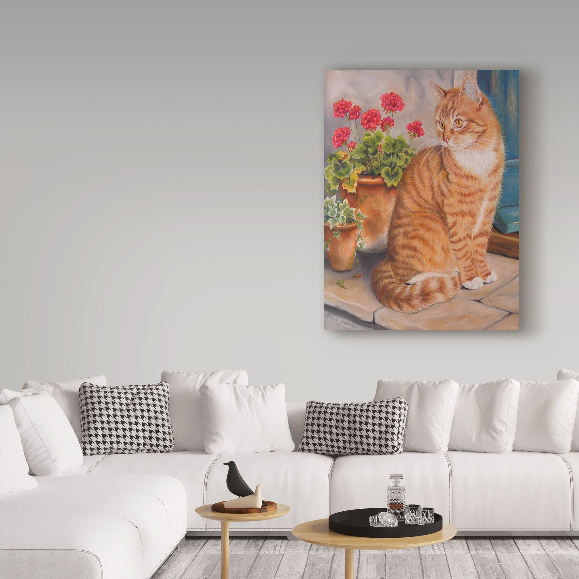 Trademark Fine Art 'Ginger Cat On Doorstep' Canvas Art by Janet Pidoux
