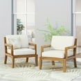 thumbnail image 2 of GDF Studio Camak Rossville Outdoor Acacia Wood Club Chairs with Cushions (Set of 2), Teak and Beige, 2 of 7