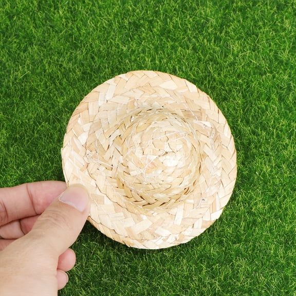 Clispeed Craft Hat Mini Straw Hat Khaki 10pcs