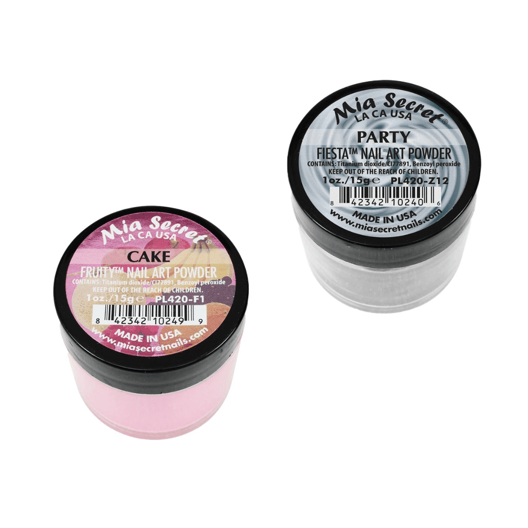 Mia Secret - Fruity Nail Art Powder - Cake & Fiesta Nail Art Powder- Party (1 oz. each) Combo