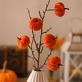 thumbnail image 4 of Velvet Pumpkin Chenille Sticks, Orange Artificial Pumpkin Branches, Fake Berry Picks for Fall Festival, Thanksgiving, Halloween, Border, Table & Vase Arrangement (24.41*1.97in), 4 of 8