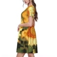 thumbnail image 2 of Disketp Golden Sunflower In Field para Vestido de Manga Corta para Mujeres, Vestidos de Verano para Mujeres, Casual y Holgado para la Playa, 2 of 6