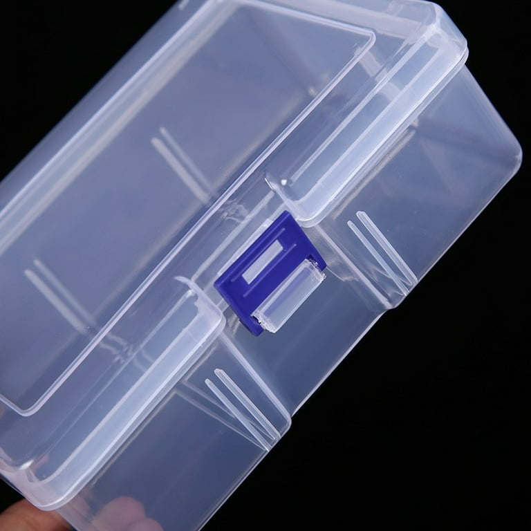 QIFEI Plastic Rectangle Mini Storage Containers Box with Hinged Lid for  Accessories, Crafts, Learning Supplies, Screws, Drills, Battery Clear 
