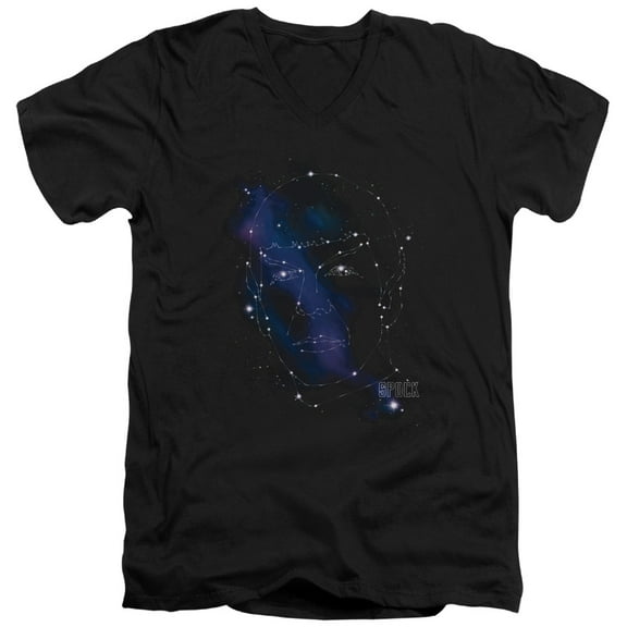 Star Trek Spock Constellations Adult V-Neck 30/1 T-Shirt Black