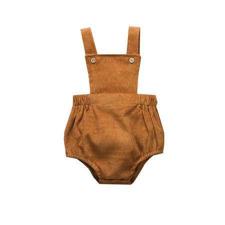 

EHTMSAK Newborn Infant Baby Toddler Sleeveless Romper for Girl Boy Cotton Clothes Jumpsuit Brown 0-24M 80