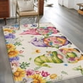 thumbnail image 3 of Watercolor Floral Gnomes Area Rug 4'x6', Spring Garden Butterflies Beige Washable Non-Slip Rugs, Low Pile Large Carpet for Living Room Bedroom Dining Room Kitchen Office Indoor Mat, 3 of 9