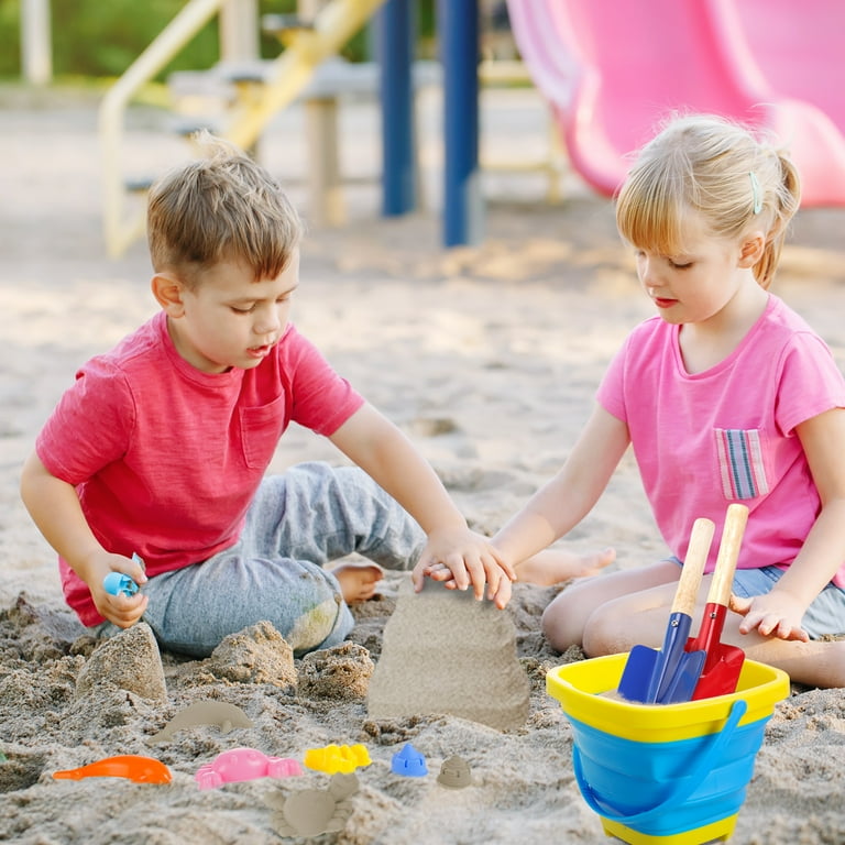 Sixwipe 27 Pcs Beach Toys for Kids Collapsible Sand Bucket and Shovels Set with Mesh Bag Sand Molds Sand Castle Toys for Beach Travel Sand Toys