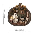 thumbnail image 3 of YAMB 2D Layered Wooden Pumpkin Ghost Ornament, Dimensional Cutout Tabletop Decor with Detachable Stand, Cute Spooky Style Decoration with Ghost & Black Cat Scene for Bedroom Home Display, 3 of 7